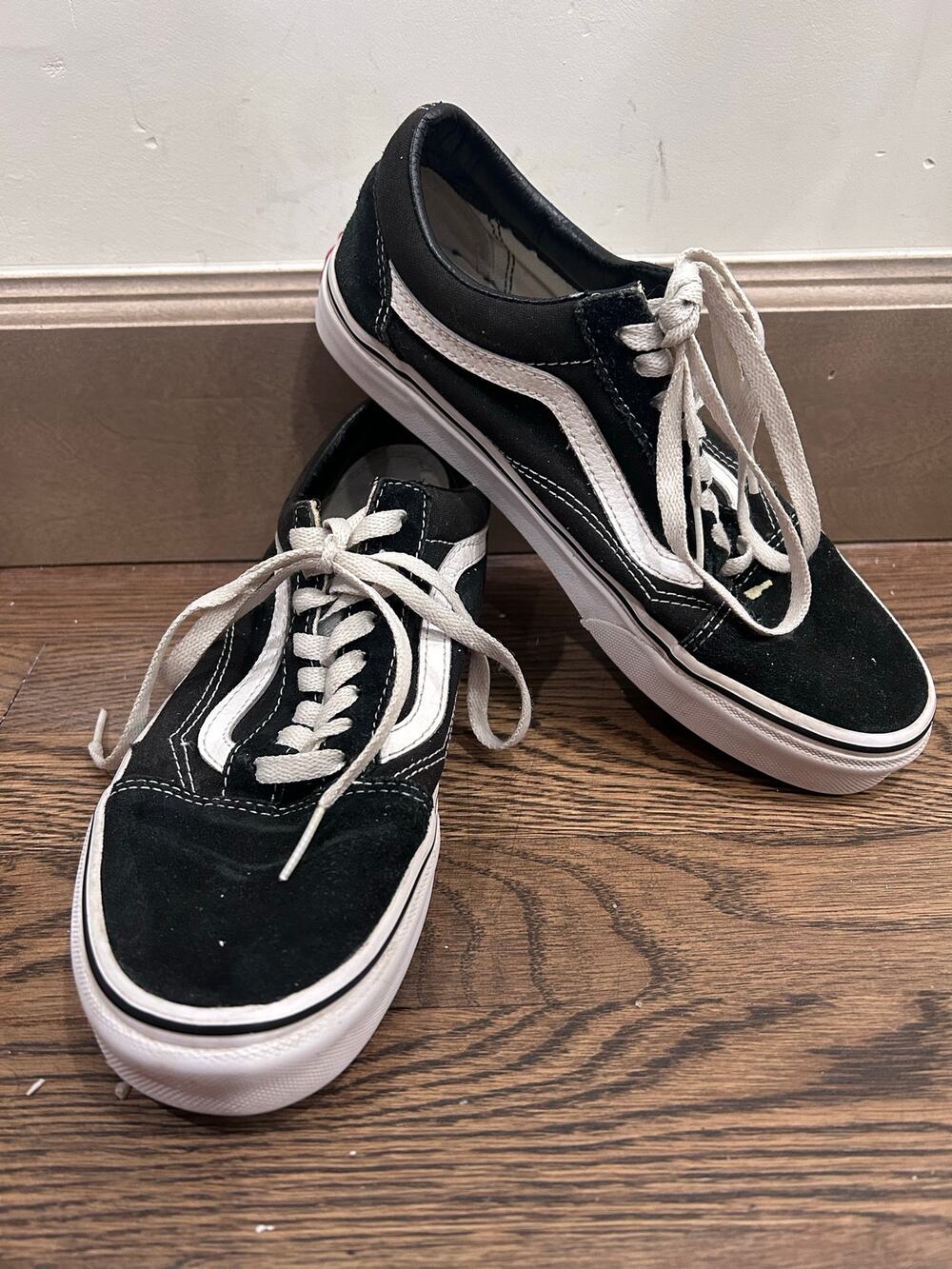 Vans Old Skool Black White Suede Canvas Skate Unisex Shoes Sz M7, W 8.5 Low Top